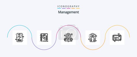 Illustration for Management Line 5 Icon Pack Including planning. business strategy. phone book. business plan. search - Royalty Free Image