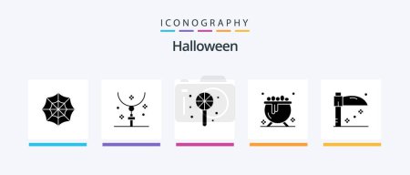 Téléchargez les illustrations : Halloween Glyph 5 Icon Pack Including . holiday. candy. halloween. halloween. Creative Icons Design - en licence libre de droit