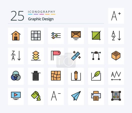 Illustration for Design 25 Line Filled icon pack including arrange. order. mail. alphabetical. design - Royalty Free Image