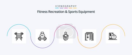 Ilustración de Fitness Recreation And Sports Equipment Line 5 Icon Pack Including sport. athletic. kettlebell. skipping. jumping - Imagen libre de derechos