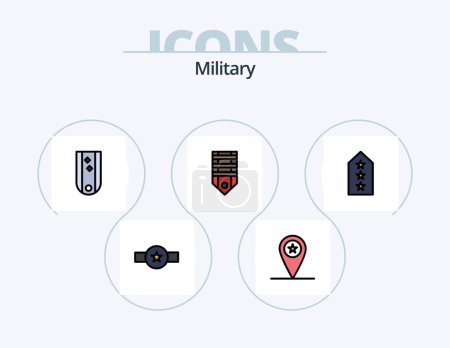 Illustration for Military Line Filled Icon Pack 5 Icon Design. star. military. diamonds. insignia. striped - Royalty Free Image