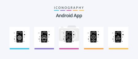 Illustration for Android App Glyph 5 Icon Pack Including app. setting. application. mobile. restart. Creative Icons Design - Royalty Free Image