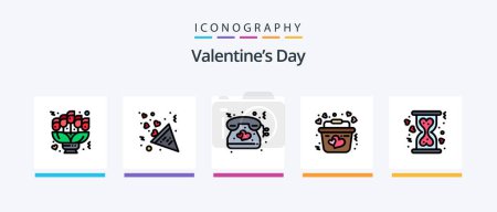 Illustration for Valentines Day Line Filled 5 Icon Pack Including web. love. roses. internet. love. Creative Icons Design - Royalty Free Image