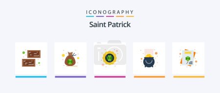 Illustration for Saint Patrick Flat 5 Icon Pack Including cultures. patrick. clover. luck. fortune. Creative Icons Design - Royalty Free Image