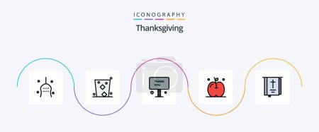 Illustration for Thanks Giving Line Filled Flat 5 Icon Pack Including thanksgiving. apple. glass. thanks. thank - Royalty Free Image