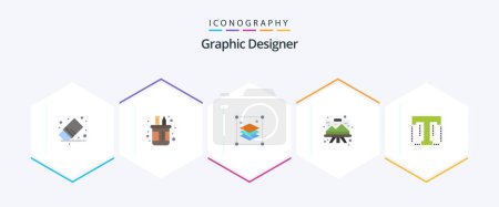 Téléchargez les illustrations : Graphic Designer 25 Flat icon pack including graphic. drawing. pencil. designing. layers - en licence libre de droit