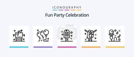 Illustration for Party Line 5 Icon Pack Including microphone. polaroid. audio. photography. camera. Creative Icons Design - Royalty Free Image