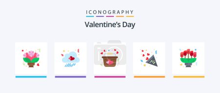 Illustration for Valentines Day Flat 5 Icon Pack Including bouquet. heart. heart. fireworks. romantic. Creative Icons Design - Royalty Free Image