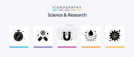 Ilustración de Science Glyph 5 Icon Pack Including setting. gear. magnet. environment. drop. Creative Icons Design - Imagen libre de derechos