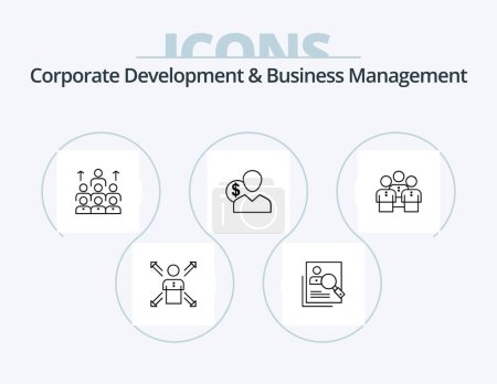 Illustration for Corporate Development And Business Management Line Icon Pack 5 Icon Design. people. skills. business. teamwork. organization - Royalty Free Image