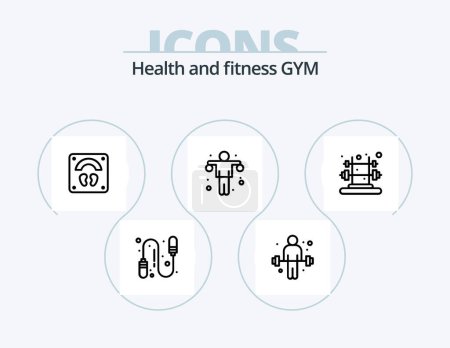 Téléchargez les illustrations : Gym Line Icon Pack 5 Icon Design. bottle. gym. gym. gym. exercise - en licence libre de droit
