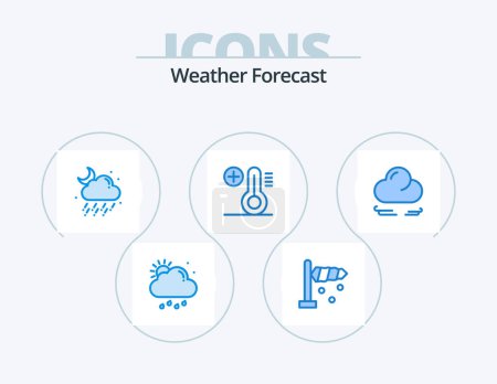 Illustration for Weather Blue Icon Pack 5 Icon Design. . cloud. rain. wind. plus - Royalty Free Image