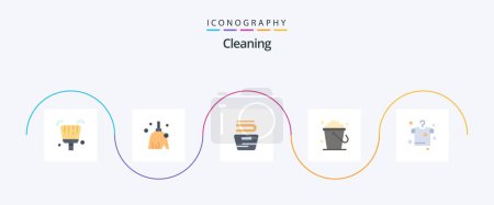 Illustration for Cleaning Flat 5 Icon Pack Including hanging. clothes. clothes. home. cleaning - Royalty Free Image