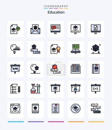 Ilustración de Creative Education 25 Line FIlled icon pack  Such As learning. education. invite. video. multimedia - Imagen libre de derechos