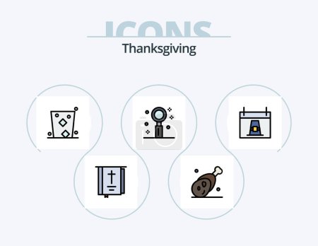Illustration for Thanks Giving Line Filled Icon Pack 5 Icon Design. date. autumn. thanks. thanksgiving. farm - Royalty Free Image