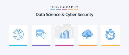 Illustration for Data Science And Cyber Security Blue 5 Icon Pack Including time. scince. chart. cloud. based. Creative Icons Design - Royalty Free Image