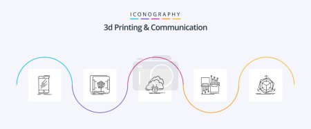 Ilustración de 3d impresión y comunicación línea 5 paquete de iconos incluyendo electrónica. digital. escanear. poder. energía - Imagen libre de derechos