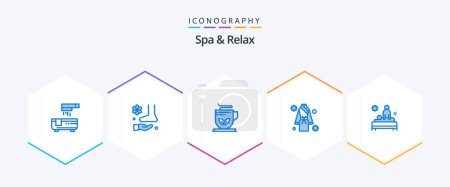 Illustration for Spa And Relax 25 Blue icon pack including spa. robe. therapy. hotel. wellness - Royalty Free Image