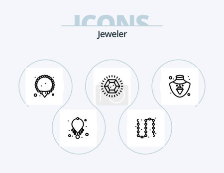 Téléchargez les illustrations : Ligne de bijoux Icône Pack 5 Icône Design. collier. mode. mode. accessoires. bijoux - en licence libre de droit