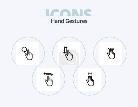 Ilustración de Hand Gestures Line Icon Pack 5 Icon Design. . touch. finger. magnification. gestures - Imagen libre de derechos