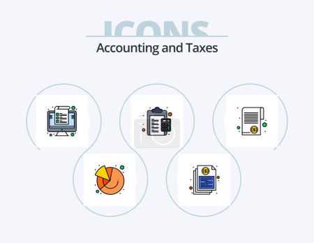 Illustration for Taxes Line Filled Icon Pack 5 Icon Design. finance. paper. taxes. management - Royalty Free Image
