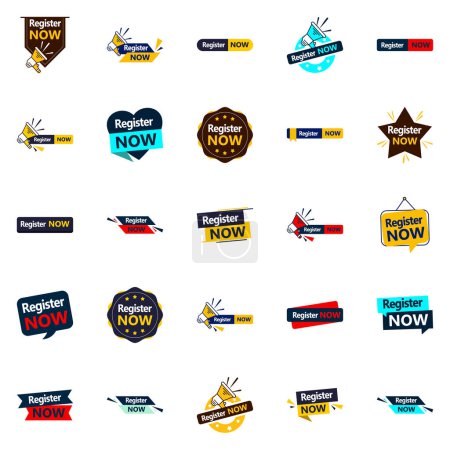 Ilustración de 25 High quality typographic banners to motivate registration - Imagen libre de derechos