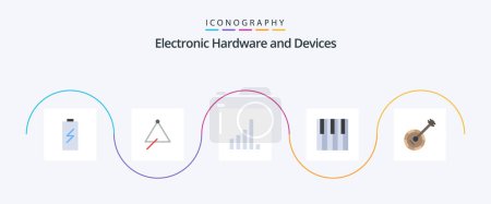 Ilustración de Devices Flat 5 Icon Pack Including sound. music. sound. keyboard. signal - Imagen libre de derechos