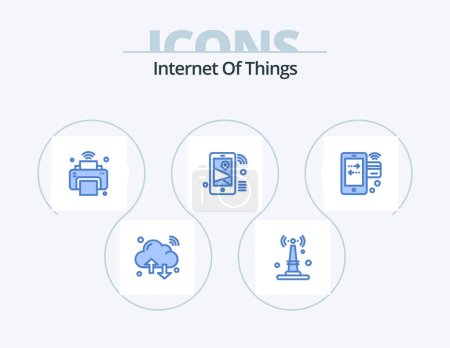 Illustration for Internet Of Things Blue Icon Pack 5 Icon Design. share. iot. things. internet. iot - Royalty Free Image