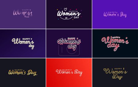 Ilustración de Abstract Happy Women's Day logo with a love vector design in pink. purple. and black colors - Imagen libre de derechos