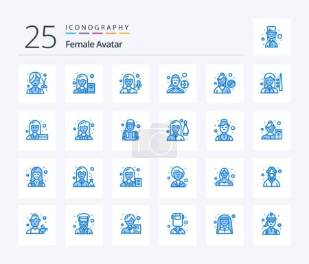 Téléchargez les illustrations : Female Avatar 25 Blue Color icon pack including female player. playing football. writer. outdoor game. female player - en licence libre de droit