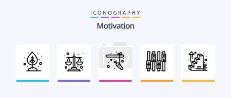 Ilustración de Motivation Line 5 Icon Pack Including . work. time. time. target. Creative Icons Design - Imagen libre de derechos