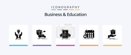 Téléchargez les illustrations : Business And Education Glyph 5 Icon Pack Including classes. profile. insurance. hr. employee. Creative Icons Design - en licence libre de droit