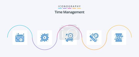 Ilustración de Time Management Blue 5 Icon Pack Including time. phone. clock. duration. save time - Imagen libre de derechos