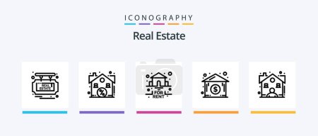 Ilustración de Real Estate Line 5 Icon Pack Including real. real. delivery. map. estate. Creative Icons Design - Imagen libre de derechos