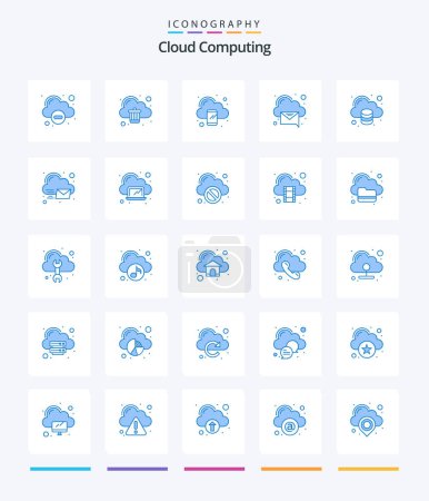 Illustration for Creative Cloud Computing 25 Blue icon pack  Such As data. message. computing. recieved. cloud - Royalty Free Image