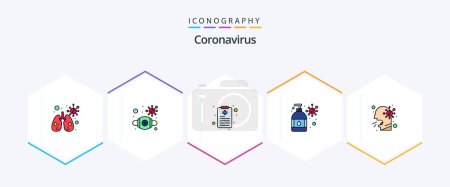 Ilustración de Paquete de iconos de Coronavirus 25 FilledLine incluyendo atención médica. protección contra virus. salud. crema hidratante. lavado a mano - Imagen libre de derechos