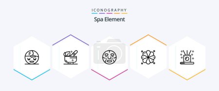 Ilustración de Spa Element 25 Line icon pack including spa. incense. cosmetics. element. plumeria - Imagen libre de derechos