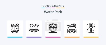 Illustration for Water Park Line 5 Icon Pack Including . park. water park. sun bed. water. Creative Icons Design - Royalty Free Image
