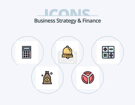 Ilustración de Business Strategy And Finance Line Filled Icon Pack 5 Icon Design. japan . money . math. calculate - Imagen libre de derechos