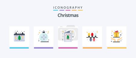 Téléchargez les illustrations : Christmas Flat 5 Icon Pack Including hands. garland. winter. christmas. invitation. Creative Icons Design - en licence libre de droit
