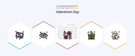 Ilustración de Valentines Day 25 FilledLine icon pack including . shopping. love. love. bag - Imagen libre de derechos