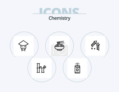 Illustration for Chemistry Line Icon Pack 5 Icon Design. tube. flask. process. cog. laboratory - Royalty Free Image