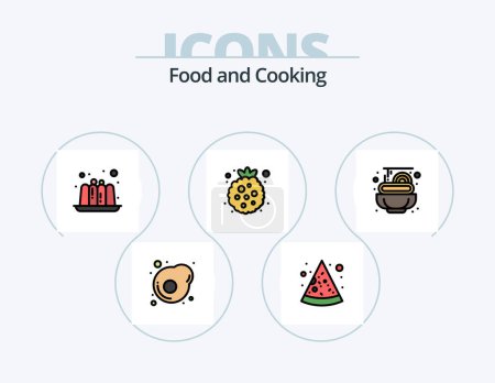 Illustration for Food Line Filled Icon Pack 5 Icon Design. . . vegetable. plans. diet planning - Royalty Free Image
