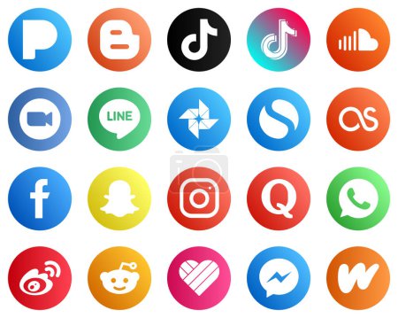 Ilustración de 20 Iconos minimalistas de redes sociales como simple. línea. soundcloud e iconos de vídeo. Profesional y de alta definición - Imagen libre de derechos