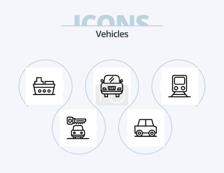 Ilustración de Vehicles Line Icon Pack 5 Icon Design. . star. add. important. electric - Imagen libre de derechos