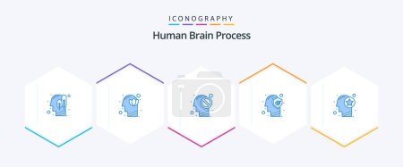 Illustration for Human Brain Process 25 Blue icon pack including mind. human. lotus. head. forbidden - Royalty Free Image