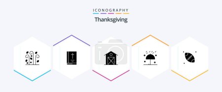 Téléchargez les illustrations : Thanks Giving 25 Glyph icon pack including winter. thanksgiving. autumn. rain. thanksgiving - en licence libre de droit