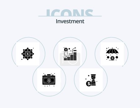 Ilustración de Investment Glyph Icon Pack 5 Icon Design. . insurance. investment. finance. successful - Imagen libre de derechos