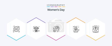 Illustration for Womens Day 25 Line icon pack including . women day. power. feminism chat. robe - Royalty Free Image