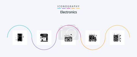Illustration for Electronics Glyph 5 Icon Pack Including . radio. mp music. device - Royalty Free Image